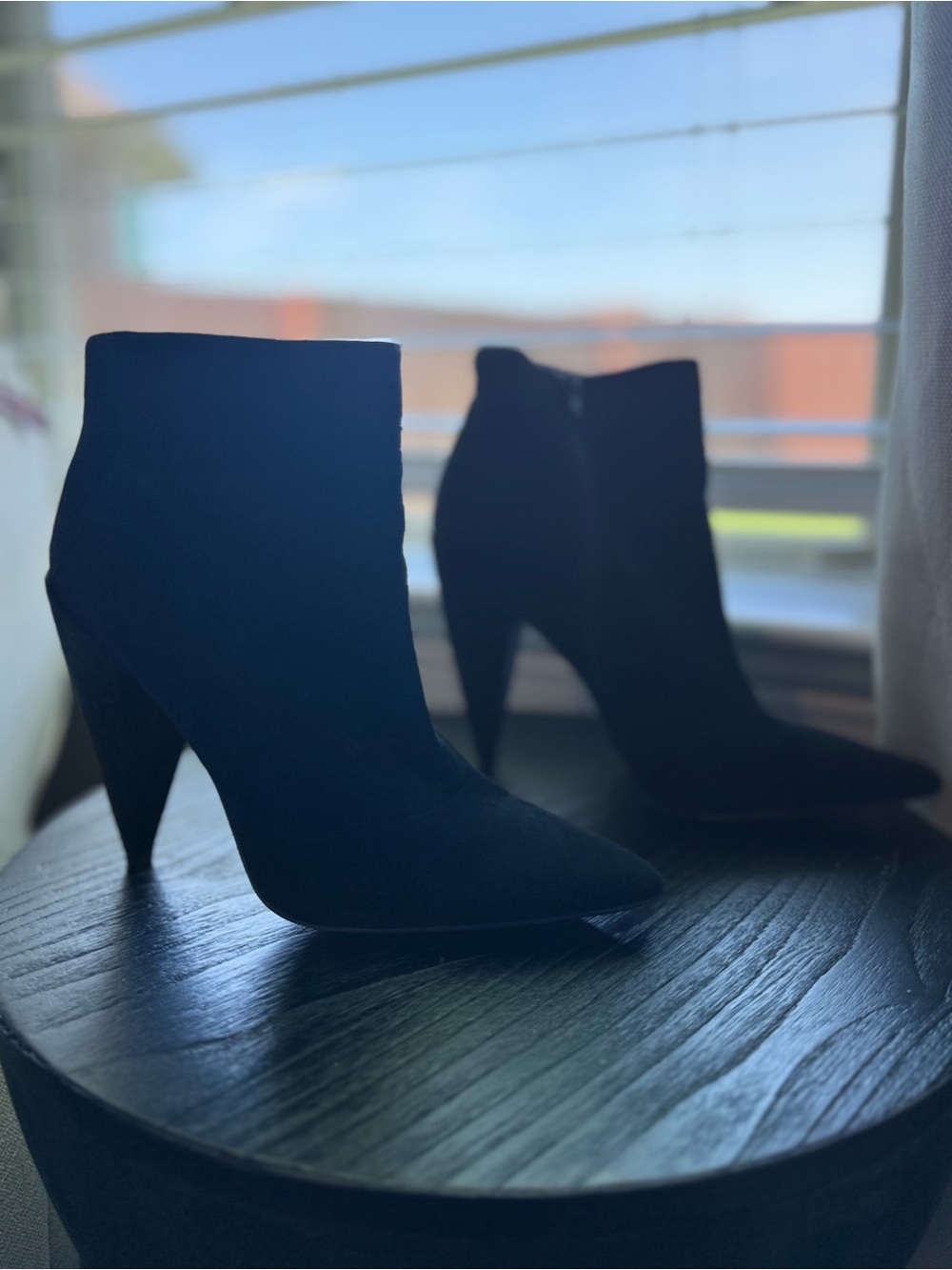 BCBGeneration Black Pointed-Toe Suede Ankle Booties